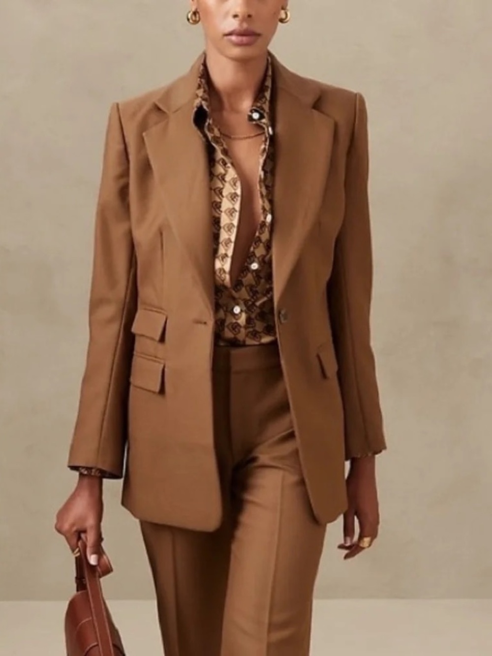 NWOT Banana Republic Women's 8 Blazer Pant Suit Set in color "Camel" 100% Wool